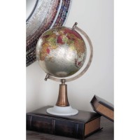 Decmode Contemporary 15 inch cyan marble and plastic globe, Cyan, Silver   566919545
